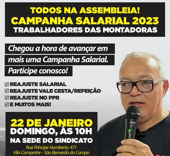 Campanha Salarial 2023 para os trabalhadores das montadoras acontecerá nesse domingo!