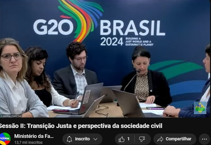 Reunião Online do G20 sobre Transição Justa e Perspectiva da Sociedade Civil