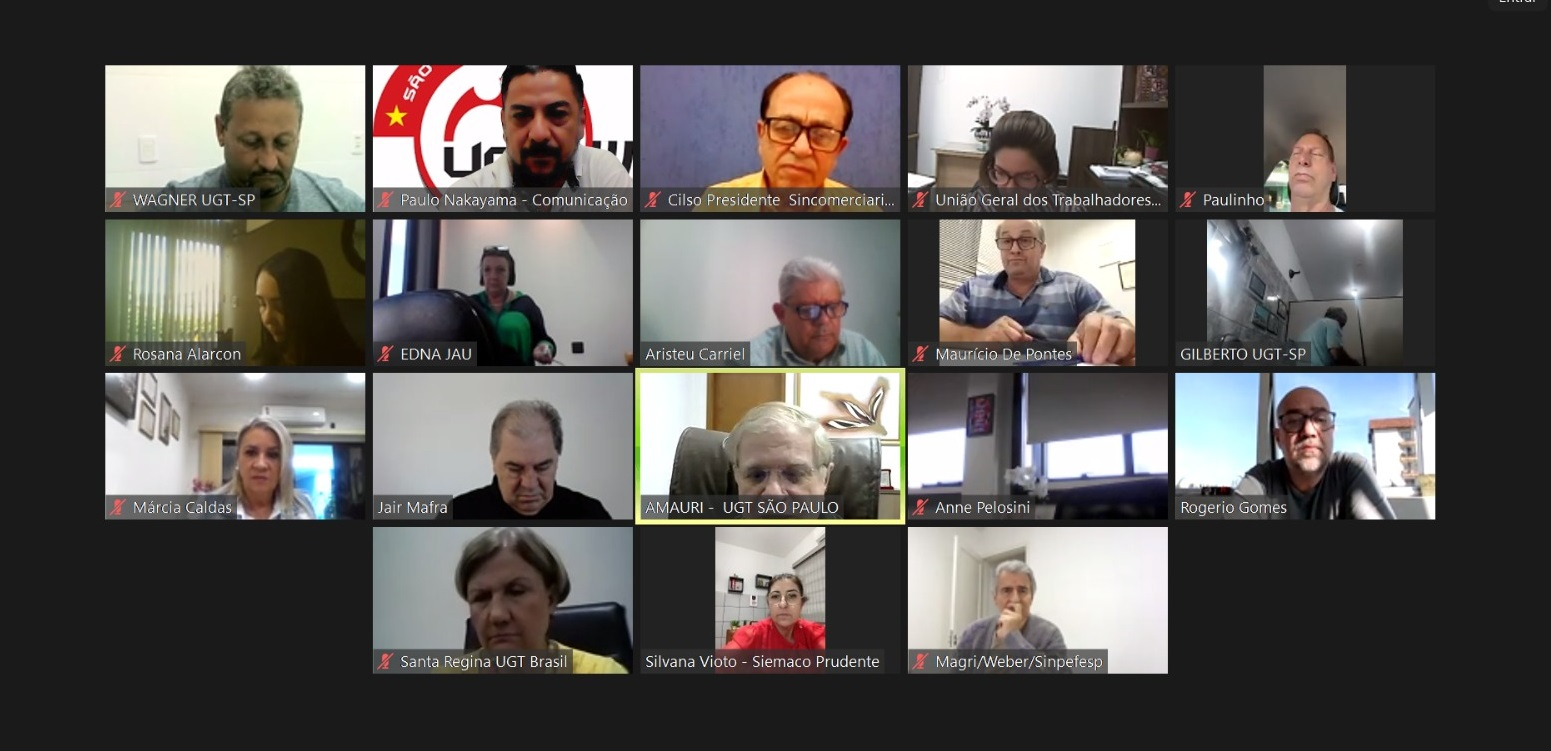 Reunião Virtual da Diretoria da UGT-SP Avalia Ações e Planeja atuações Futuras