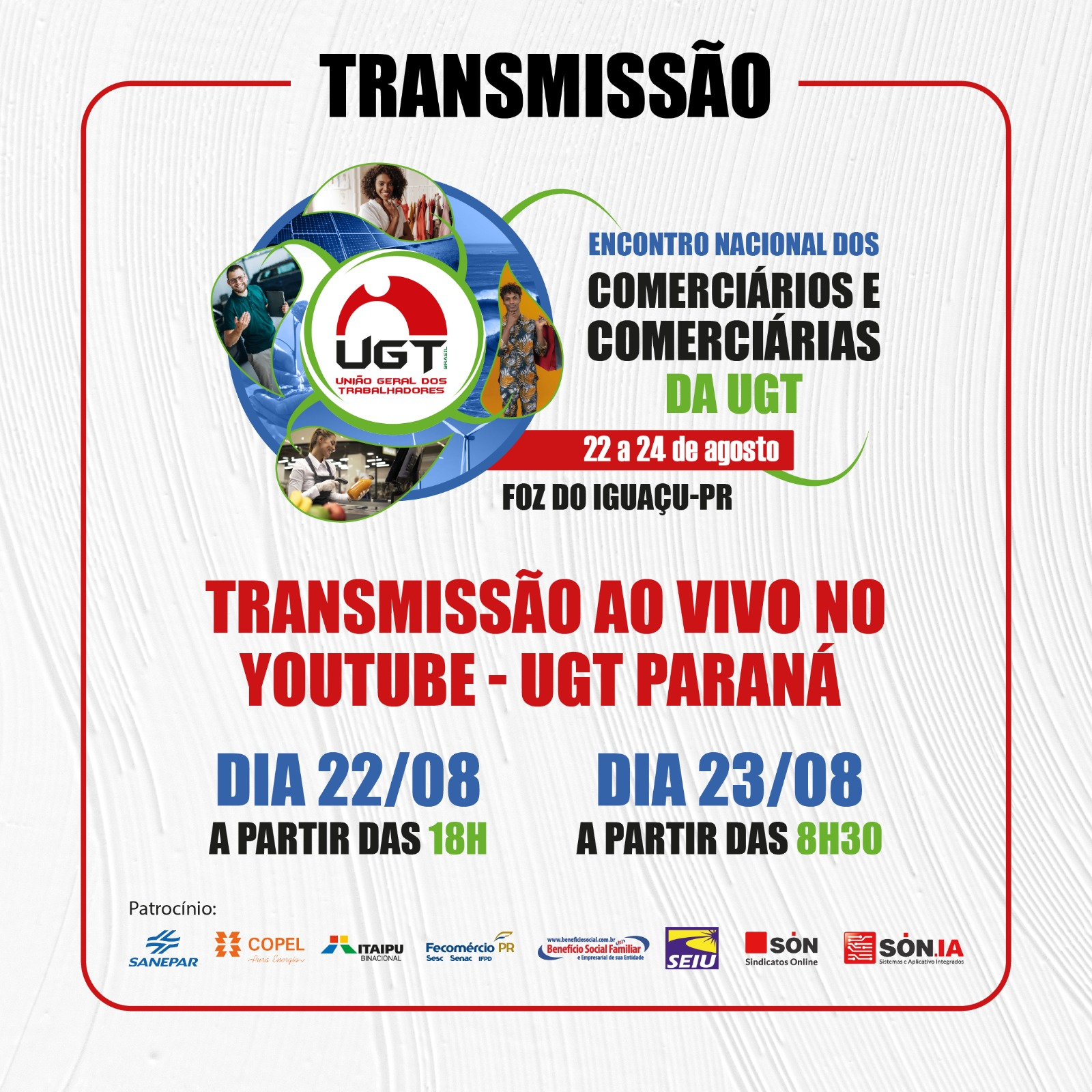 Encontro Nacional dos Comerciários e Comerciárias da UGT terá transmissão ao vivo