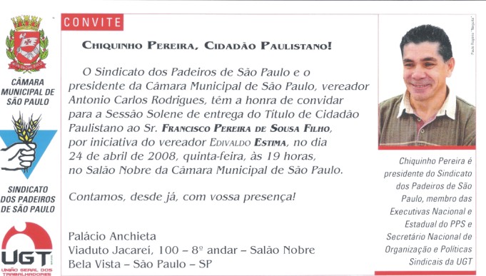 Chiquinho Pereira recebe título Cidadão Paulistano
