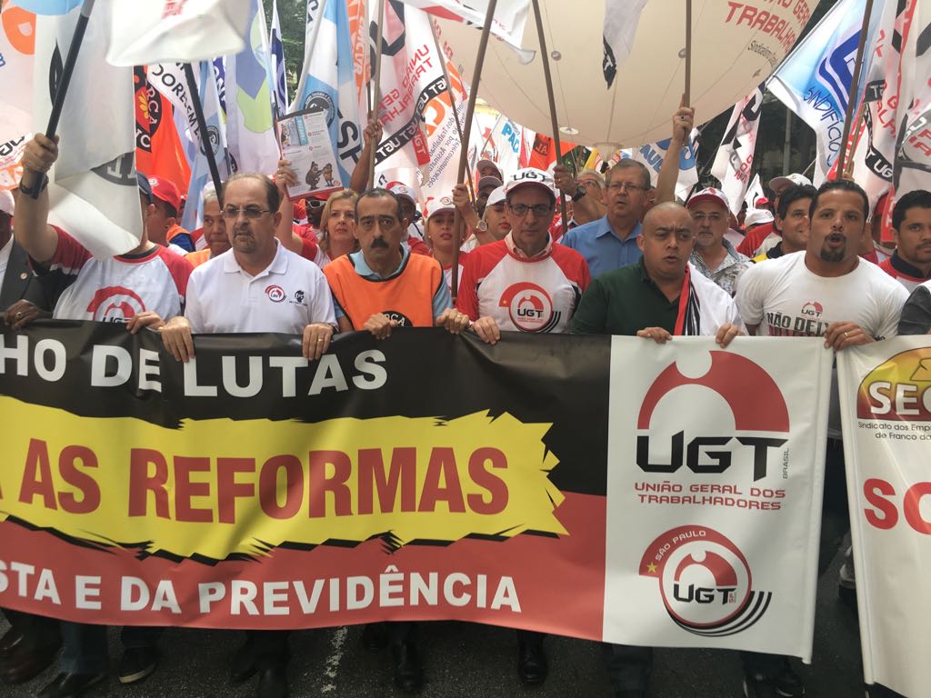 Contra reforma trabalhista, UGT participa de ação unitária no centro de São Paulo