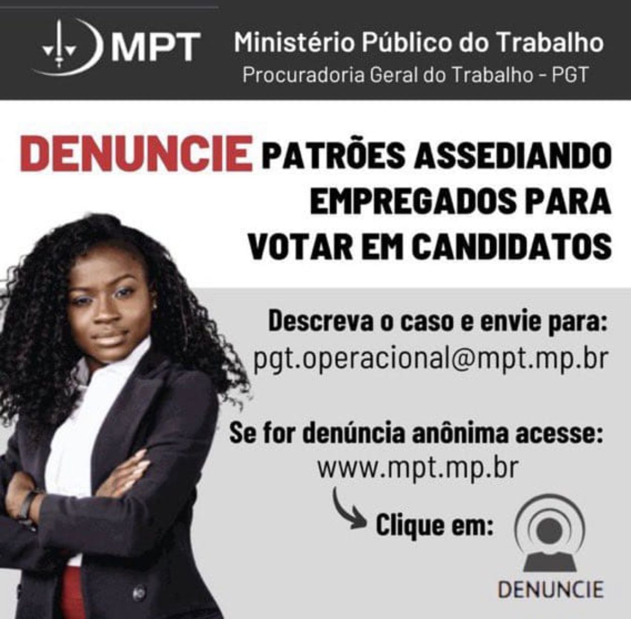 MPT divulga nota técnica para coibir assédio eleitoral