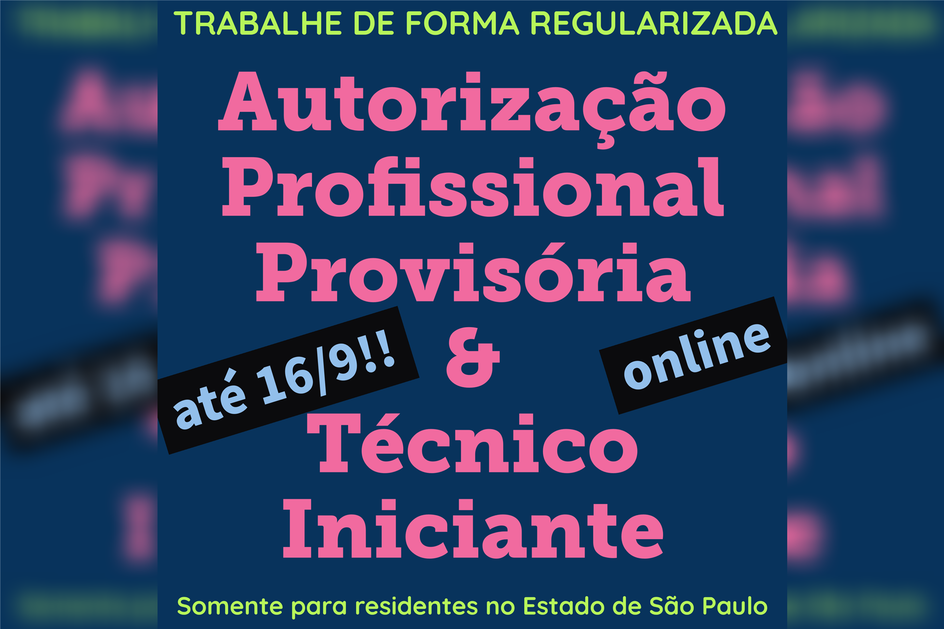 PALESTRA TÉCNICO INICIANTE & AUTORIZAÇÃO PROVISÓRIA