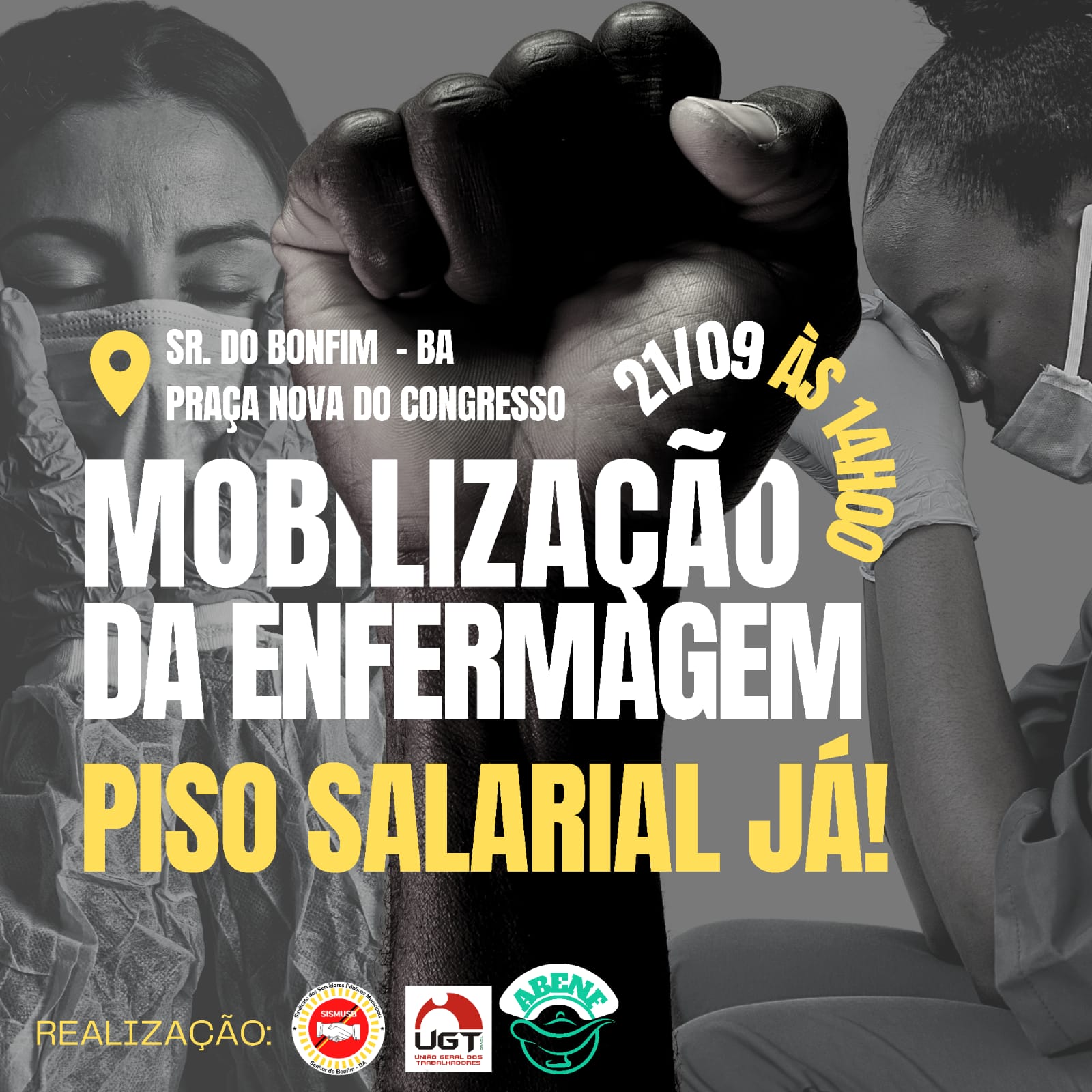 Profissionais da Enfermagem de Senhor do Bonfim farão manifestação na próxima quarta-feira (21), em prol do Piso Salarial.