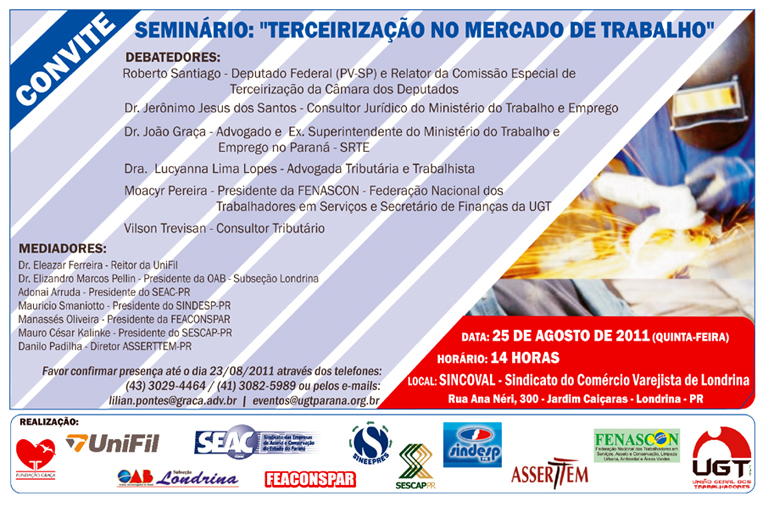 UGT Paraná promove seminário sobre terceirização