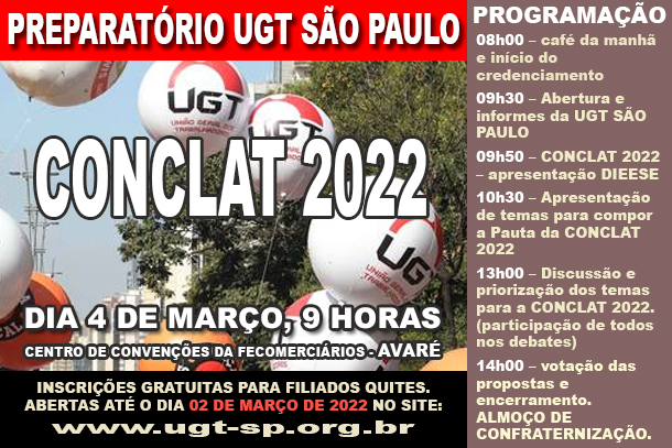 UGT-SP organiza evento preparatório para a CONCLAT 2022