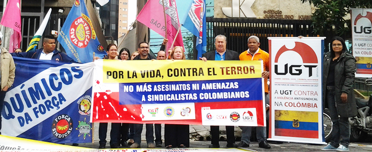 UGT protesta contra práticas antissindicais na Colômbia
